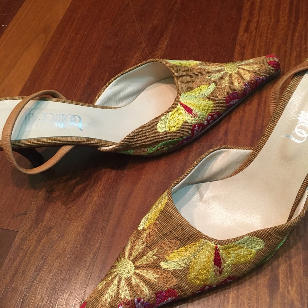 Botticelli flower-power slingback heels sz 8